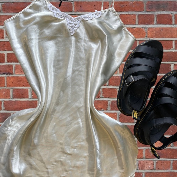 Vintage White Satin Slip Dress - Picture 2 of 3